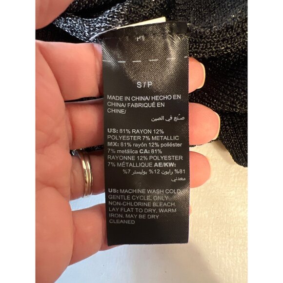 White House Black Market WHBM Sweater Dress Black Gold Cowl Neck Small - Picture 7 of 7